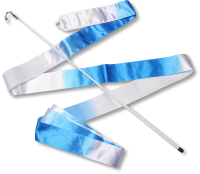Лента для художественной гимнастики с палочкой Indigo АВ236-16 (56см, белый/голубой) - 