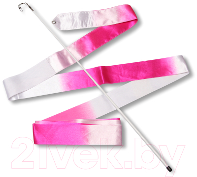 Лента для художественной гимнастики с палочкой Indigo АВ236-16 (56см, белый/розовый)
