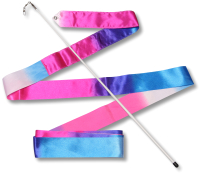 Лента для художественной гимнастики с палочкой Indigo АВ236-16 (56см, белый/синий/розовый) - 