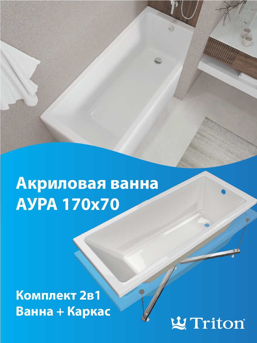 Ванна акриловая Triton Аура 170x70 (с каркасом) — фото 5