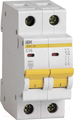 Выключатель автоматический IEK ВА47-29 16А 2Р 4.5кА С / MVA20-2-016-C