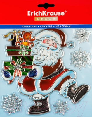 Набор наклеек на окно Erich Krause Decor Дед Мороз с подарками / 49605
