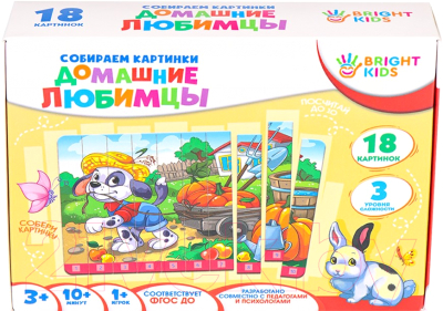 

Развивающая игра Bright Kids, Собираем картинки. Домашние любимцы / ИН-1682