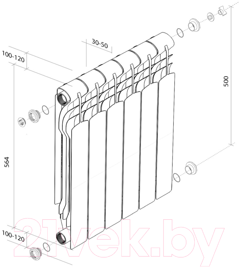 Радиатор биметаллический Royal Thermo Revolution Bimetall 500