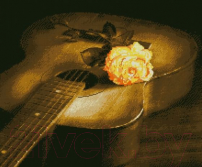 Набор алмазной вышивки Алмазная живопись Гитара и роза / АЖ-1051