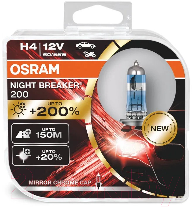 Комплект автомобильных ламп Osram H4 64193NB200-HCB — фото 2