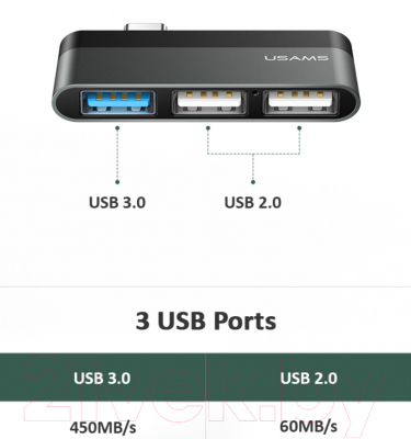 USB-хаб Usams Type-C Mini USB / US-SJ462 (серый)