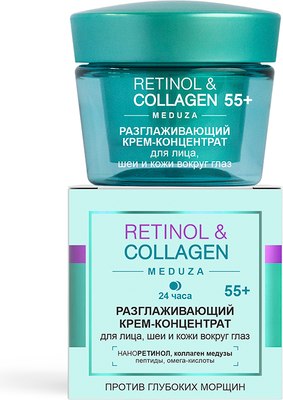 

Крем для лица, Retinol&Collagen Meduza Разгл Концентрат д/лица шеи и век 55+24ч