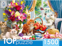 Пазл Top Puzzle Милые котята в гостиной / ХТП1500-1590 (1500эл) - 