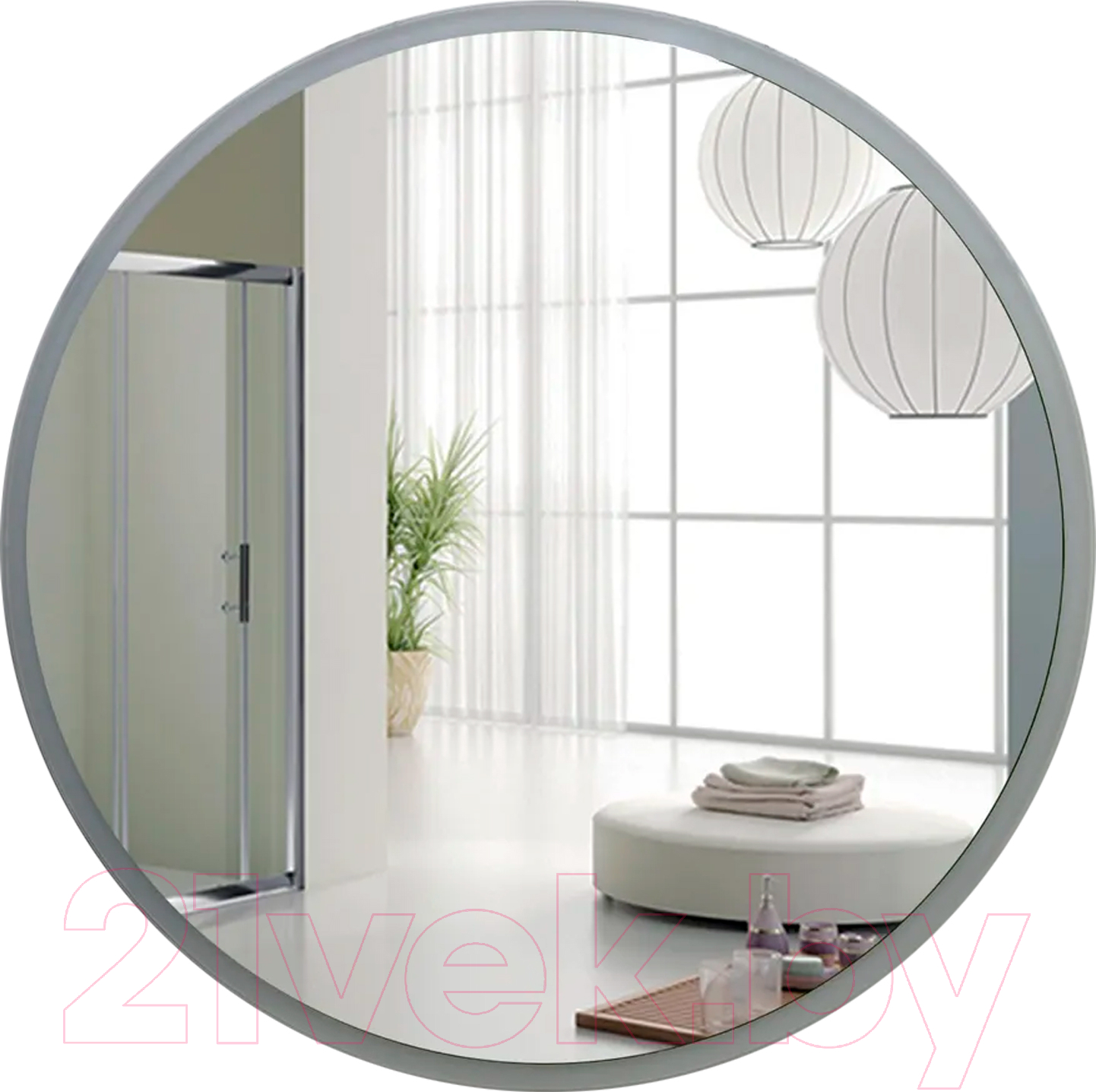 Зеркало Пекам Ring 80x80 / ring-80x80spcl (с подогревом, подсветкой, сенсором на прикосновение и часами)