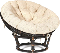 Кресло садовое Tetchair Papasan с подушкой (античный черно-коричневый/ткань старт) - 
