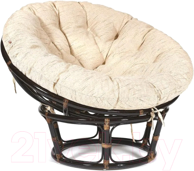 Кресло садовое Tetchair Papasan с подушкой (античный черно-коричневый/ткань старт)