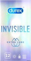 Презервативы Durex Invisible Extra Lube №12 из натурального латекса ультратонкие (12шт) - 