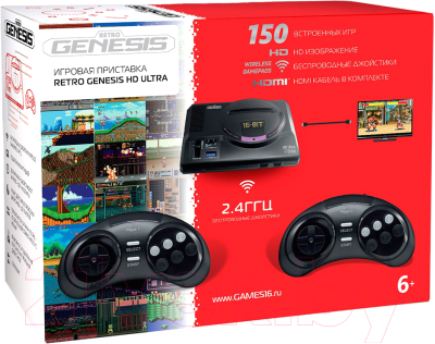 Игровая приставка Retro Genesis HD Ultra + 150 игр (черный)