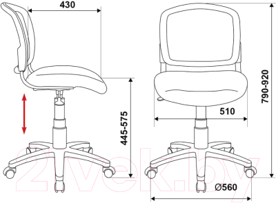 Кресло детское Бюрократ CH-W 296NX (спинка сетка белый TW-15/сиденье розовый 26-31)