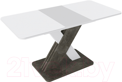 Обеденный стол ТриЯ Люксембург Тип 1 (ателье темный/белый/стекло белое матовое)