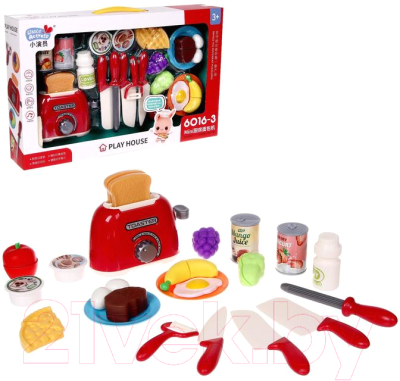 Тостер игрушечный Лас Играс Тостер с продуктами, посудой / 5500027