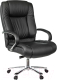 Кресло офисное Бюрократ T-9925 SL/BLACK (кожа черный/хром) - 