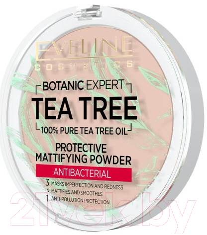 Пудра компактная Eveline Cosmetics Botanic Expert Матирующая антибактериальная №002 Ivory (9г) — фото 3