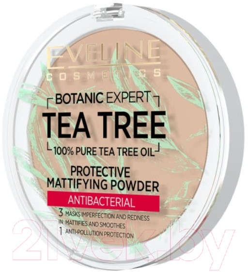 Пудра компактная Eveline Cosmetics Botanic Expert Матирующая антибактериальная №003 Light Beige (9г) — фото 3