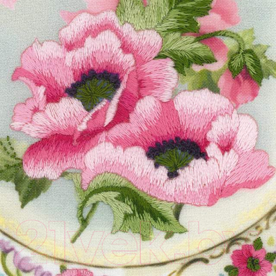 Набор для вышивания Риолис Тарелка с розовыми маками, Гладь / РТ-0075