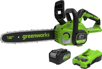 Пила цепная аккумуляторная Greenworks GD24CS30 бесщеточная 24V 30см / 2007007UA (c АКБ 2Ач и ЗУ) - 