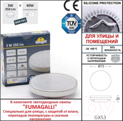 Светильник уличный Fumagalli Leti 2C2.000.000.WYG1L