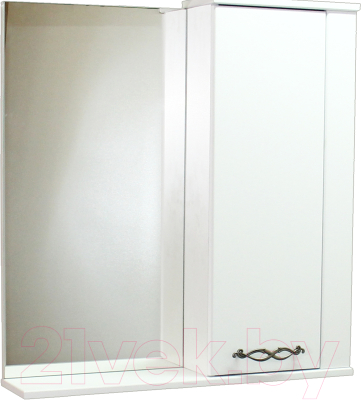 Шкаф с зеркалом для ванной СанитаМебель Джаст 12.700 (правый)