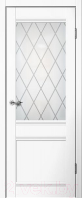 Дверь межкомнатная ЭСТЕЛЬ Честер ДО 80x200 (белая эмаль/стекло матовое)