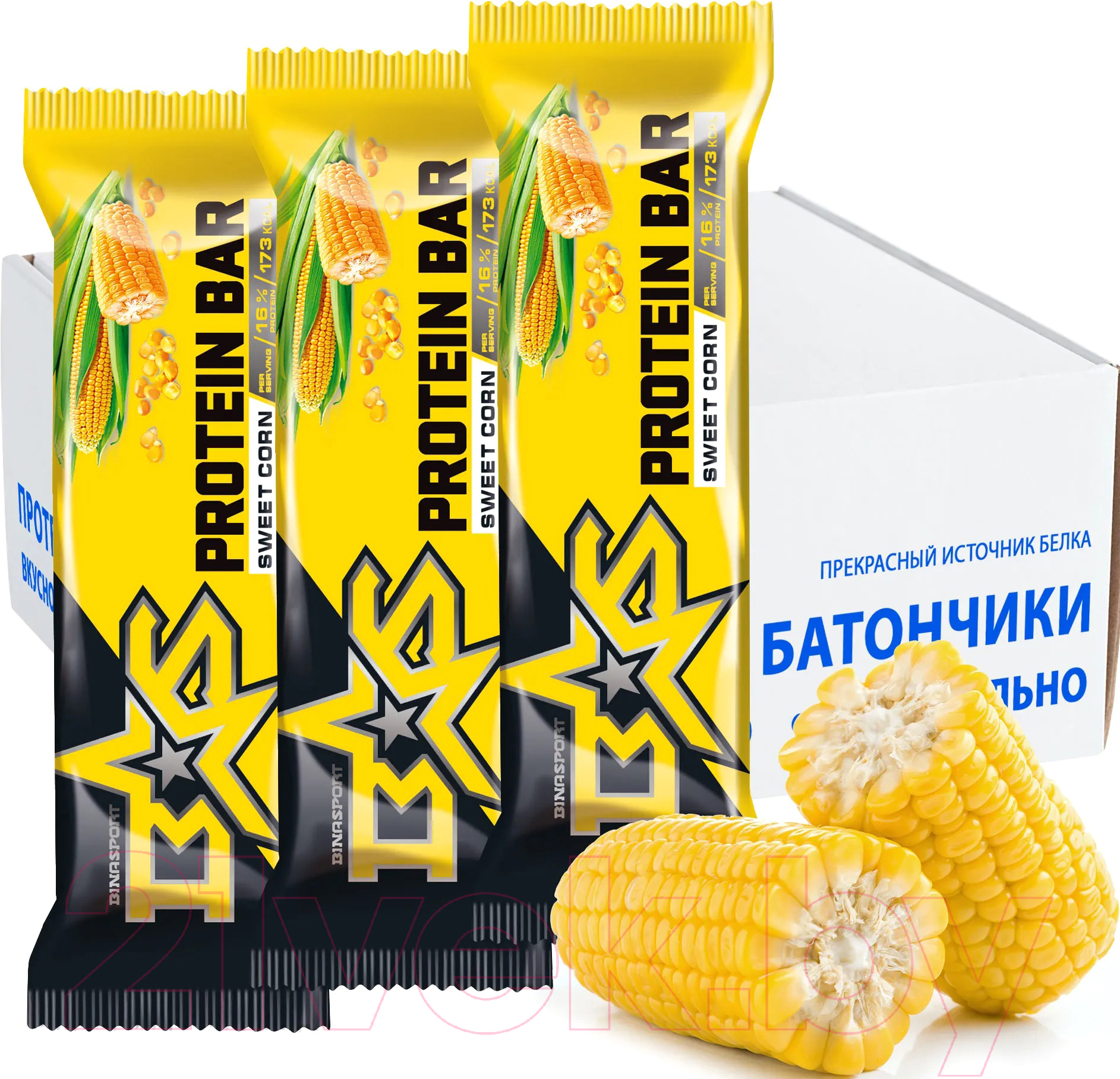 Набор протеиновых батончиков Binasport Протеин Бар 16% Кукуруза