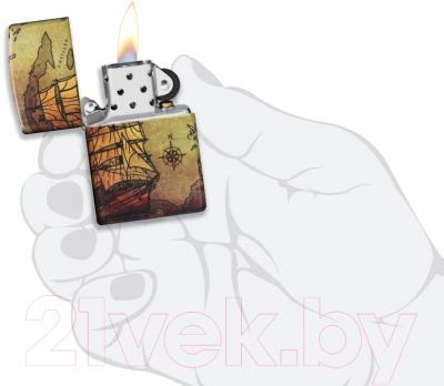 Зажигалка Zippo Pirate Ship Design / 49355 (белый)