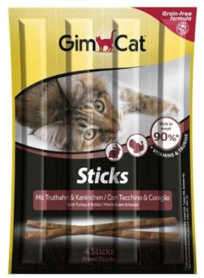Лакомство для кошек GimCat Беззерновые палочки с индейкой и кроликом / 420530GC (4шт)
