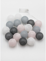 Тайские фонарики ArtStyle Нитяные шарики / CL-N226WW (белый/розовый/серый) - 
