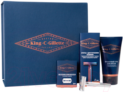 Набор для бритья Gillette King C. Бритвенный станок+Лезвие для бритья+Гель для бритья (10шт+150мл)
