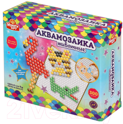 

Набор для творчества MultiArt, Аквамозаика Животные / AQUABEADS300-MULART1
