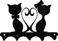 Ключница настенная KN Влюбленные коты (черный) - 