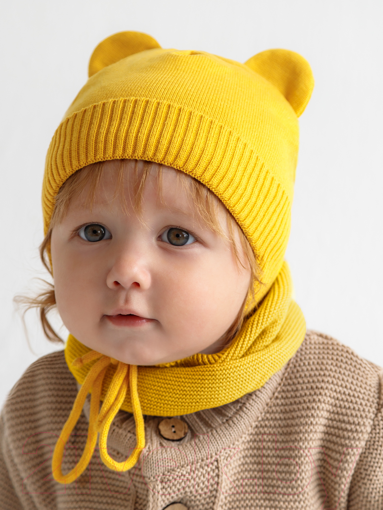 Шапочка для малышей Amarobaby Pure Love Bear / AB-OD21-PLB16/04-46 (желтый, р-р 46-48) — фото 6