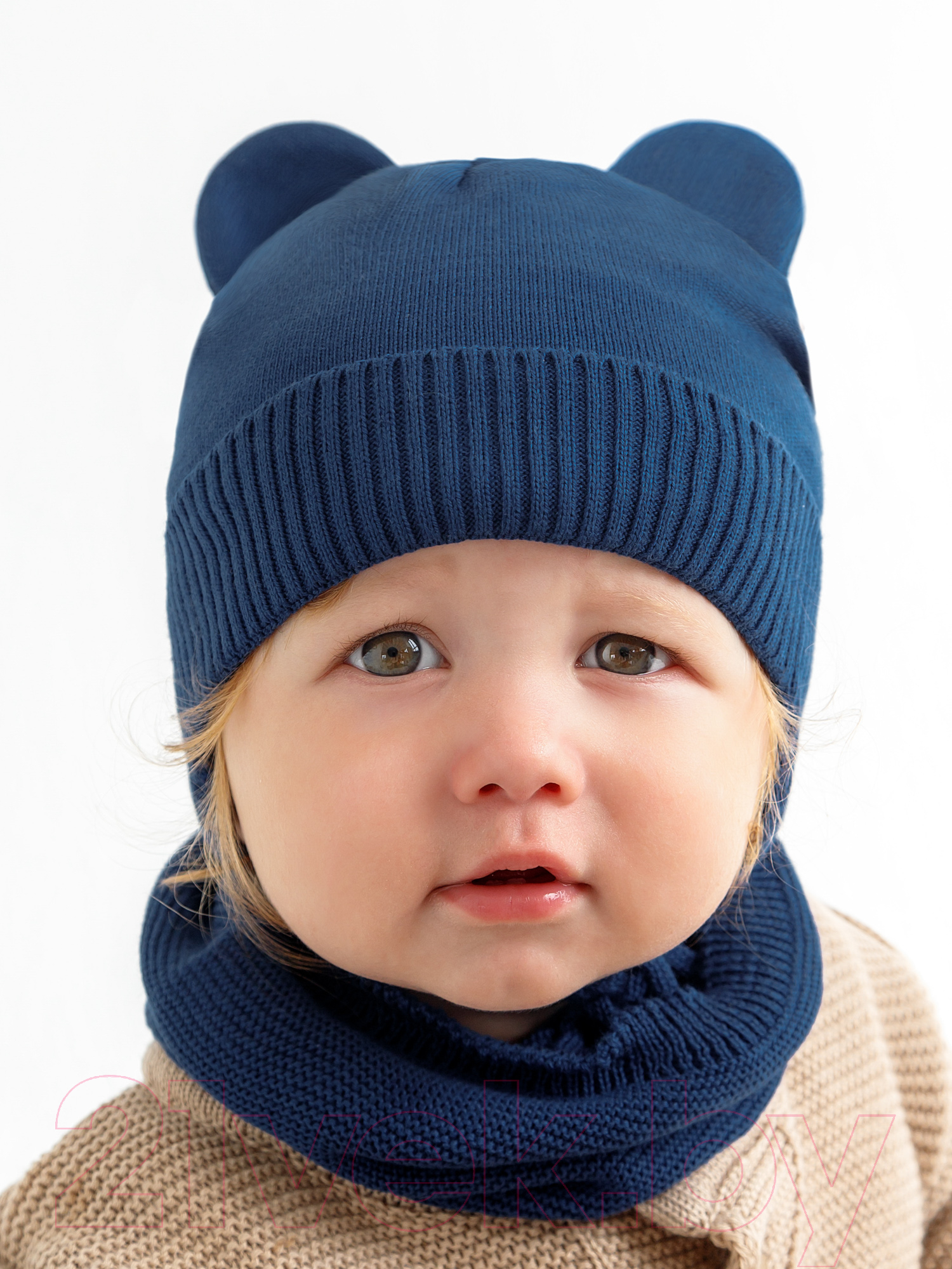 Шапочка для малышей Amarobaby Pure Love Bear / AB-OD21-PLB16/20-38 (синий, р-р 38-40) — фото 6