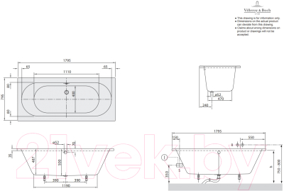 Ванна акриловая Villeroy & Boch Wellness O.Novo Duo 180x80 / UBA180CAS2V-01