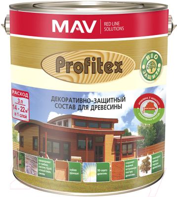 Защитно-декоративный состав MAV Profitex (1л, бесцветный)
