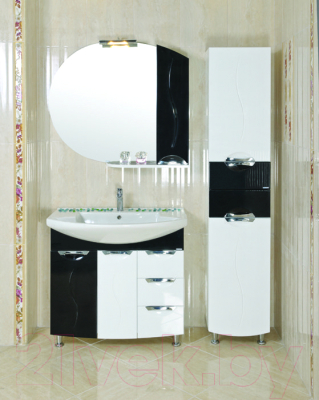 Шкаф с зеркалом для ванной Аква Родос Родос Премиум 95 (П) (черный, с подсветкой Andrea)