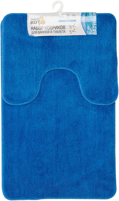 Набор ковриков для ванной и туалета Рыжий кот Duet / 102513 (голубой)
