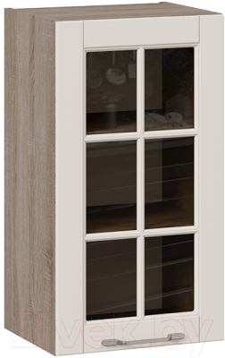 Шкаф навесной для кухни ТриЯ Скай со стеклом В_72-40_1ДРс (бежевый софт)
