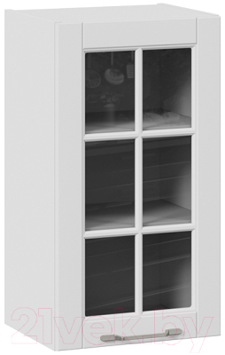 Шкаф навесной для кухни ТриЯ Скай со стеклом В_72-40_1ДРс (белоснежный софт)