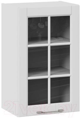 Шкаф навесной для кухни ТриЯ Скай со стеклом В_72-45_1ДРс (белоснежный софт)