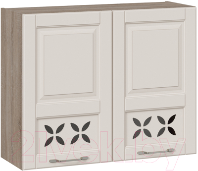 Шкаф навесной для кухни ТриЯ Скай В_72-90_2ДРД (бежевый софт)