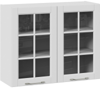 Шкаф навесной для кухни ТриЯ Скай со стеклом В_72-90_2ДРс (белоснежный софт) - 