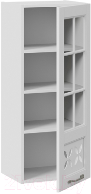 Шкаф навесной для кухни ТриЯ Скай со стеклом В_96-40_1ДРДс(R) (белоснежный софт)