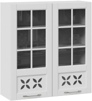 Шкаф навесной для кухни ТриЯ Скай со стеклом В_96-90_2ДРДс (белоснежный софт) - 