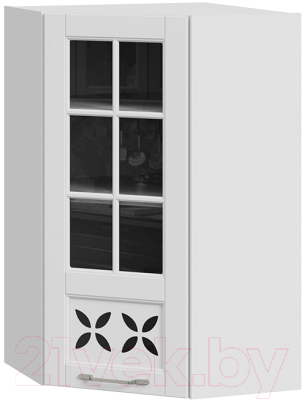 Шкаф навесной для кухни ТриЯ Скай со стеклом угловой ВУ45_96-(40)_1ДРДc(L) (белоснежный софт)